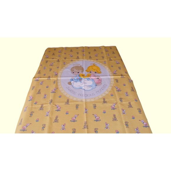 Vintage Precious Moments Fabric Panel Angels with Halos Sharing Precious Moments - Picture 2 of 3